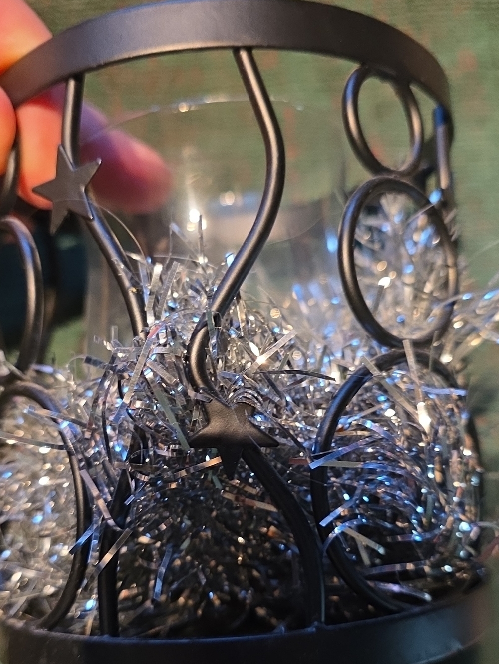 Metal Star Accent Candle Holder - Black